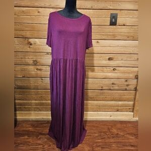 Womens Plus Size Tee Maxi Dress Plum Color Size 1X | 16-18